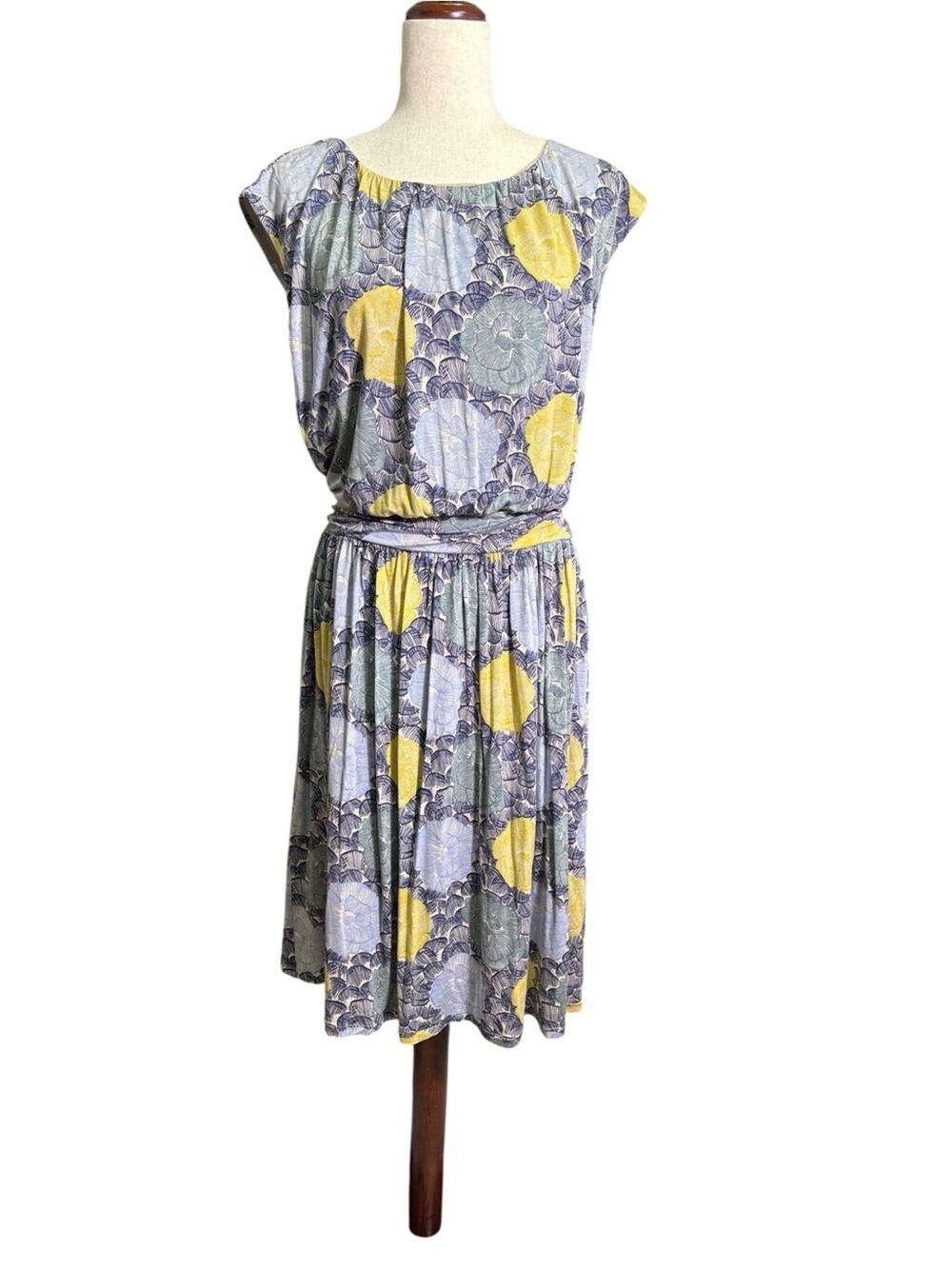 Boden Blue Yellow Floral Dress Fit & Flare Tencel Lined Summer Size 6 0968